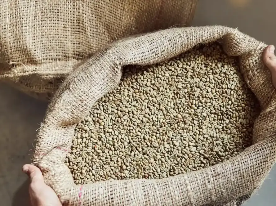 Granos de café en saco